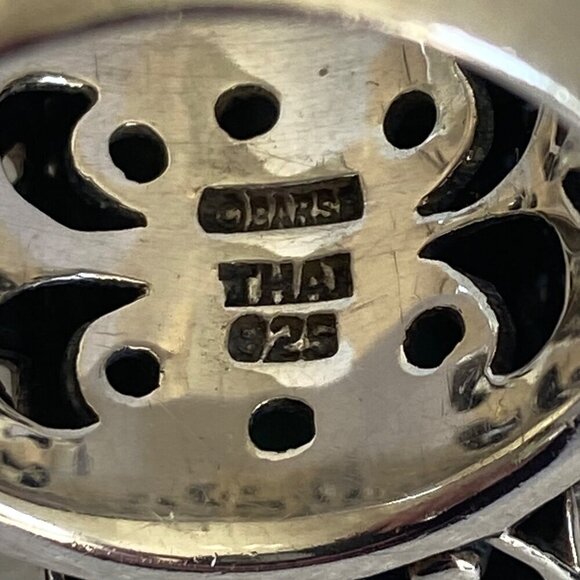 BARSE Sterling Silver 925 Heavy Chunky Scrollwork Turquoise Cabochon Ring Sz 8.5 - Picture 7 of 16